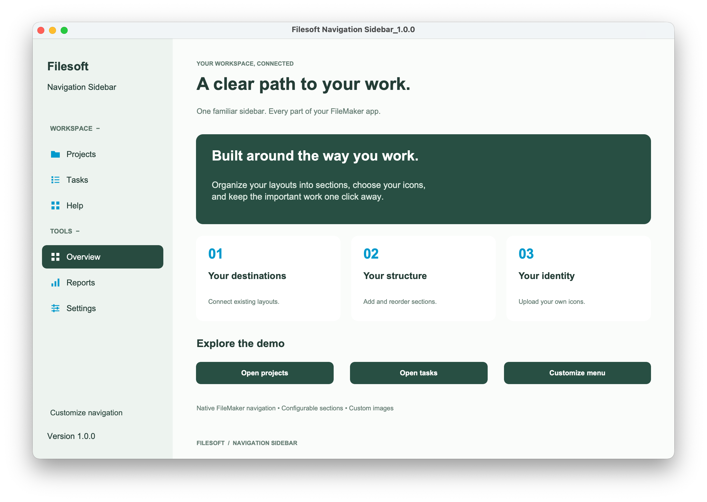 Filesoft Navigation Sidebar in the reference demo