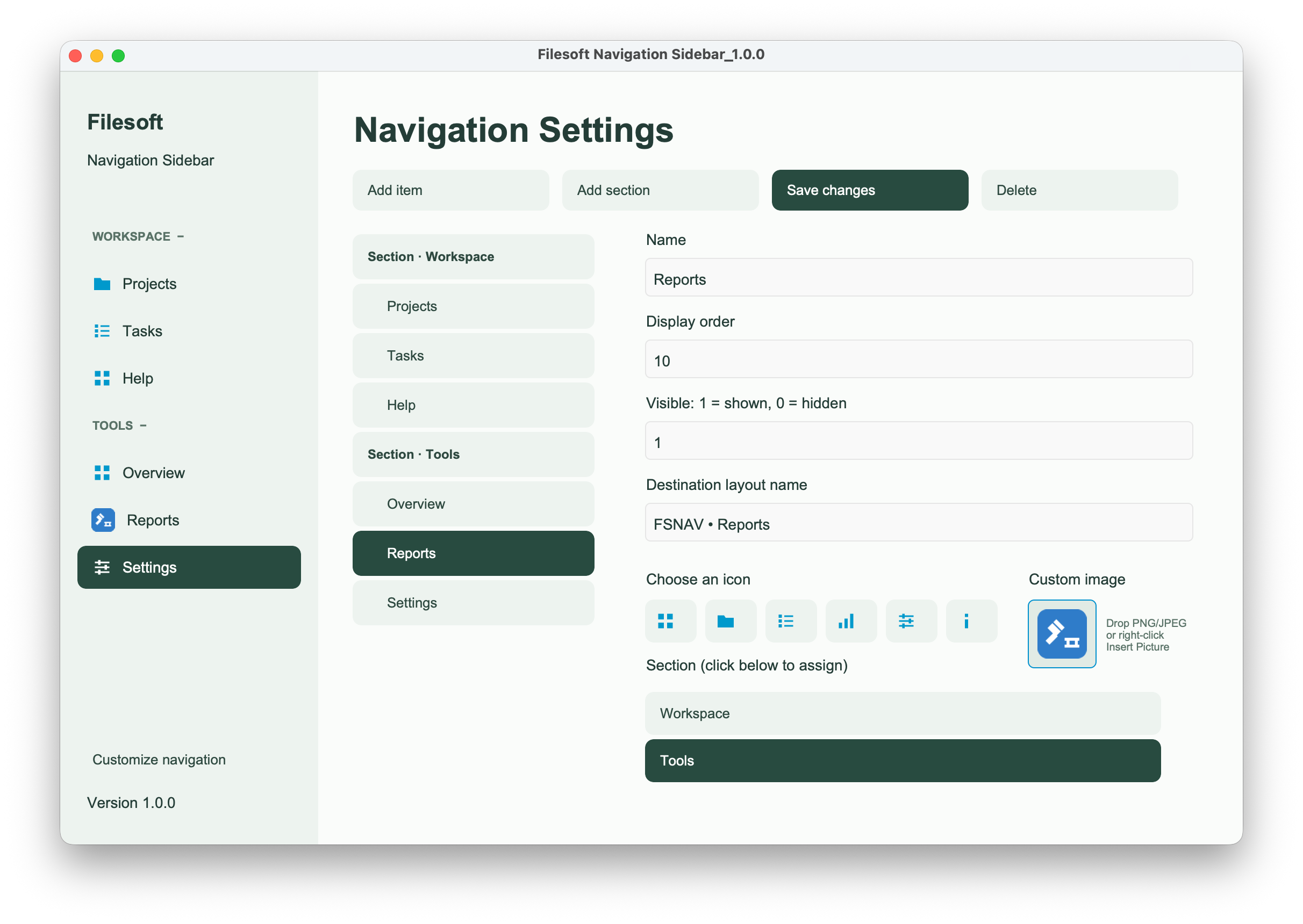 Custom icon used in the navigation sidebar