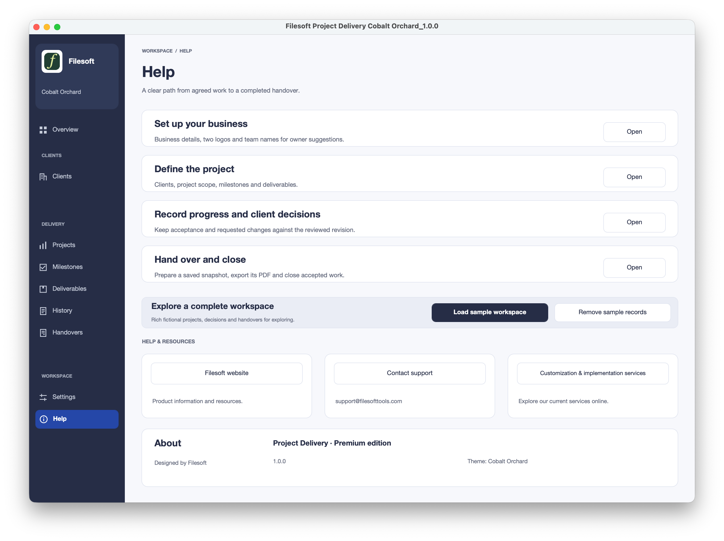 Filesoft Project Delivery Premium 1.0.0 — help