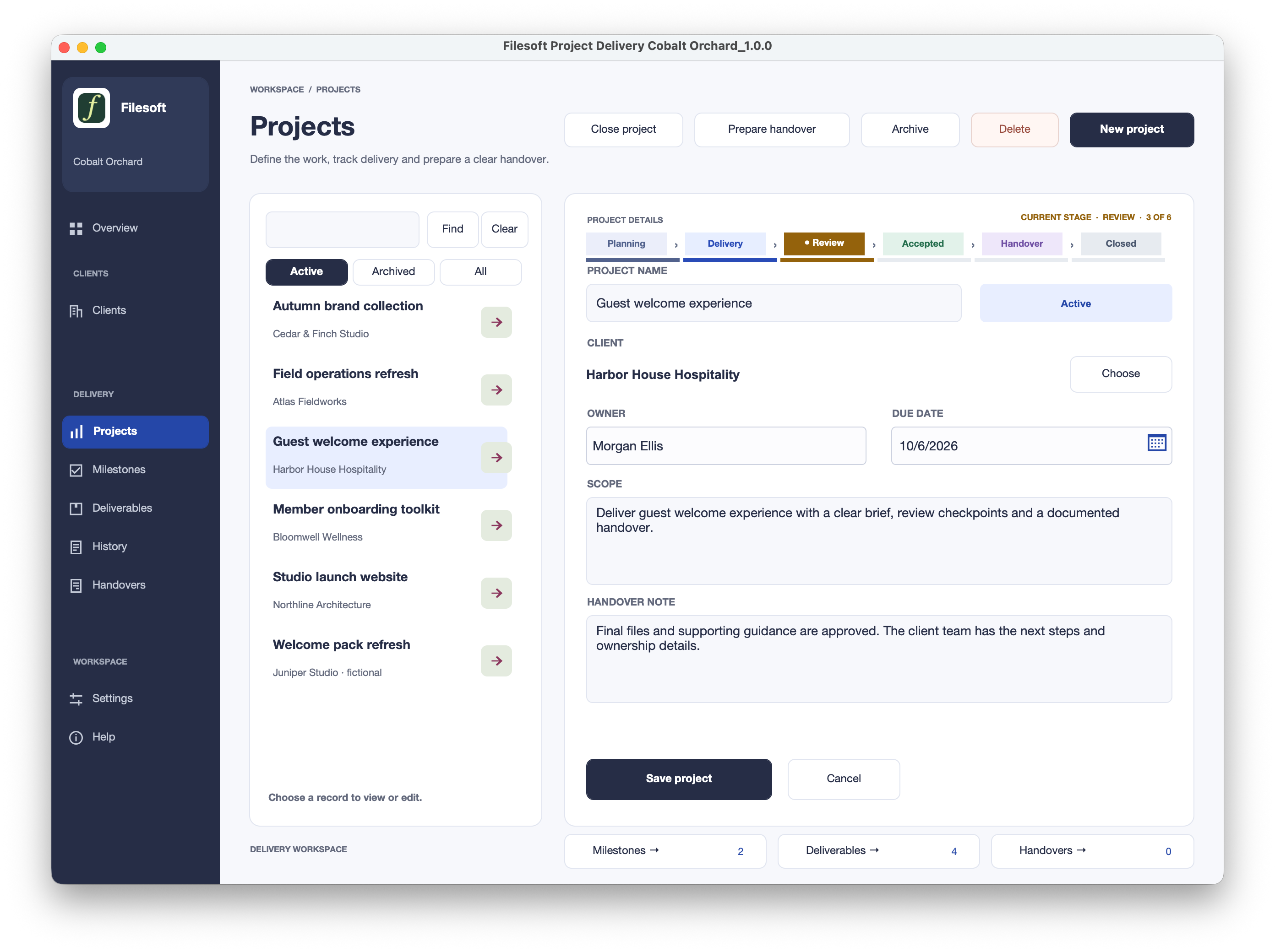 Filesoft Project Delivery Premium 1.0.0 — projects